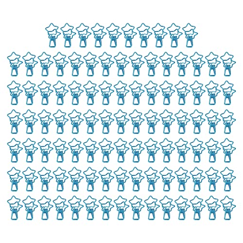 Sternförmige kleine Büroklammern, 100 Stück hohle sternförmige Büroklammern mit Griff, niedliche Büroklammern, leicht zu greifende Metall-Büroklammern für das Büro, Zuhause, Schule (Blau) von Jwthee