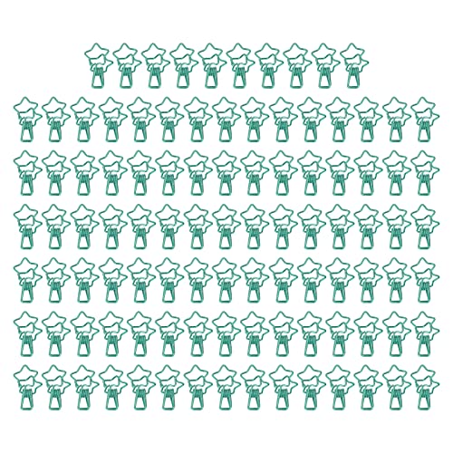 Sternförmige kleine Büroklammern, 100 Stück hohle sternförmige Büroklammern mit Griff, niedliche Büroklammern, leicht zu greifende Metall-Büroklammern für das Büro, Zuhause, Schule (Grün) von Jwthee