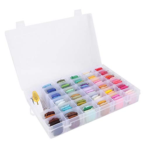 Sticktwist, 100-Farben-Stickgarn, Stickgarn-Floss-Kit, handgefertigte Kreuzstiche, Sticknadelset, 100-Farben-Polyestergarn, transparente Box zur Aufbewahrung von Jwthee