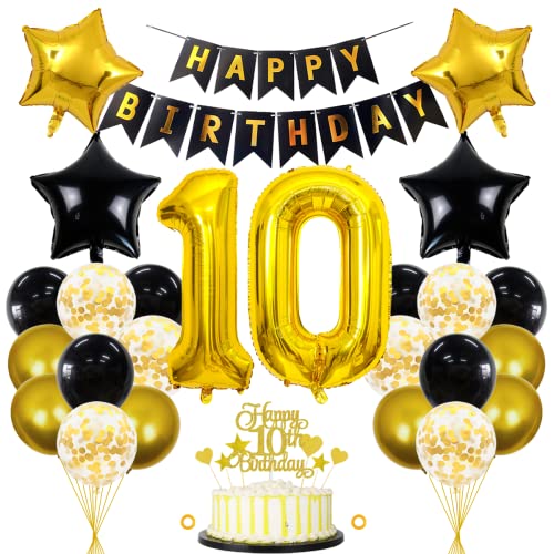 10 Geburtstag Deko Junge Mädchen Luftballon 10.geburtstag Deko Schwarz Gold Geburtstagsdeko 10 Jahre Luftballon Gold 10 Jahre Geburtstagdeko Deko 10 Geburtstag Junge Luftballons (schwarze Gold 10) von Jxuzh