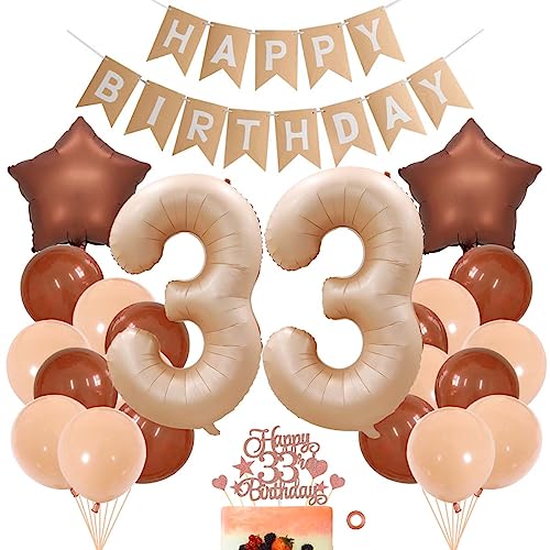 Jxuzh 33. Geburtstag Dekoration Mädchen Deko 33. Geburtstag Mädchen Luftballon 33. Geburtstag Beige Geburtstagsdeko 33 Apricot Happy Birthday 33 Geburtstag Deko 33 Jahr Geburtstag Mädchen Aprikose von Jxuzh