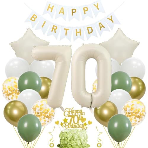 Jxuzh 70. Geburtstag Deko Salbeigrüne Deko 70 Geburtstag Frau Mann 70 Geburtstag Deko Mann Frau Luftballon 70. Geburtstag Beige Weiß Gold Geburtstagsdeko 70 Frau tortendeko Geburtstagsdeko Zahl 70 von Jxuzh