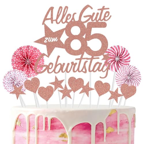 Jxuzh 85.Geburtstag Tortendeko Rosegold Geburtstagskuchen Deko Happy Birthday Rosegold Cake Topper Tortendeko 85 Geburtstag Frau Männer Tortendeko Geburtstag Rosegold Kuchendeko Geburtstag Tortendeko von Jxuzh