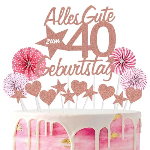 Jxuzh Alles Gute zum Geburtstag Tortendeko 40 Geburtstag Rosegold Junge Mädchen Happy Birthday 40 Glitter Cake Topper 40.kuchendeko Geburtstag Happy 40th Birthday Tortendeko 40 Jahre Geburtstag Kuchen von Jxuzh