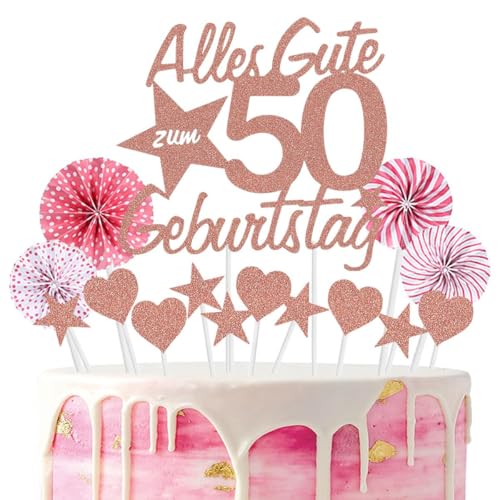 Jxuzh Cake Topper 50 Kuchendeko Geburtstag Rosegold Happy 50.birthday Kuchendeko 50. Geburtstag Tortendeko 50 Rosegold 50. Geburtstag Kuchen Deko 50 Geburtstag Frau Happy Birthday 50 Geburstagstorte von Jxuzh