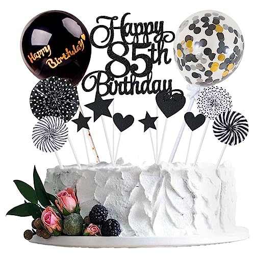 Jxuzh Cake Topper 85 Kuchendeko Geburtstag Schwarz Happy 85.birthday Kuchendeko 85.Geburtstag Tortendeko 85 Schwarz 85.Geburtstag Kuchen Deko 85 Geburtstag Frau Happy Birthday 85 Geburstagstorte Deko von Jxuzh