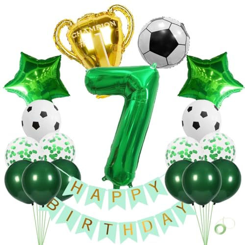 Jxuzh Fußball Geburtstag Deko Xxl Set 7 Jahr Luftballons Fußball Deko Fußball 7. Geburtstag Deko Junge Fussball Deko Geburtstag Kinder Fußball ballon 7 Jahre Geburtstag Deko Grün Fußball Party Deko von Jxuzh