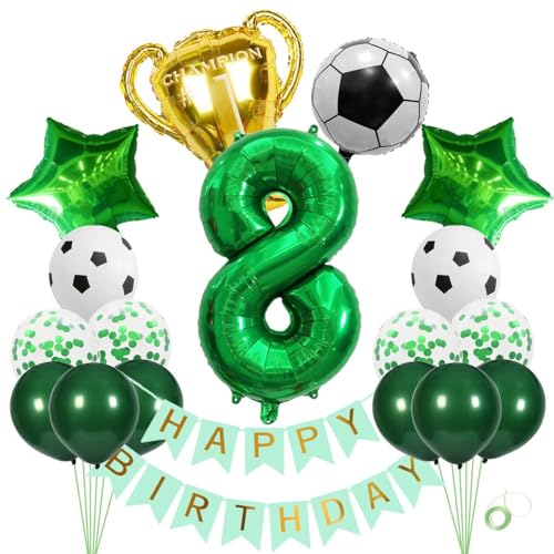 Jxuzh Fußball Geburtstag Deko Xxl Set 8 Jahr Luftballons Fußball Deko Fußball 8. Geburtstag Deko Junge Fussball Deko Geburtstag Kinder Fußball ballon 8 Jahre Geburtstag Deko Grün Fußball Party Deko von Jxuzh