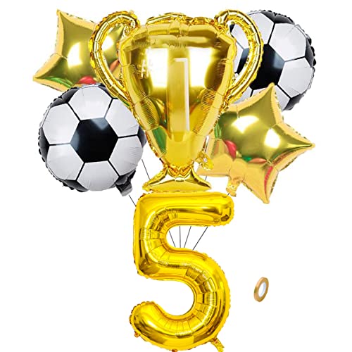 Jxuzh Fussball Geburtstag Fußball Party Deko Zubehör Fußball Geburtstagsdeko Jungen Luftballon 5. Geburtstag Junge Soccer Party Fußball Ballons Deko Stern Ballon Golden Fußballfan Kindergeburtstag von Jxuzh