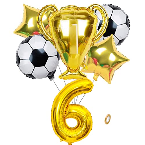 Jxuzh Fussball Geburtstag Fußball Party Deko Zubehör Fußball Geburtstagsdeko Jungen Luftballon 6. Geburtstag Junge Soccer Party Fußball Ballons Deko Stern Ballon Golden Fußballfan Kindergeburtstag von Jxuzh