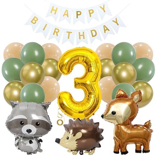 Jxuzh Luftballon 3. Geburtstag Tiere Junge Mädchen Geburtstag Deko Grün Dschungel Kindergeburtstag Deko 3 Jahre Waldtiere Geburtstag Deko 3 Jahr Deko Geburtstag 3 Jahre Junge 3. Geburtstag Dschungel von Jxuzh