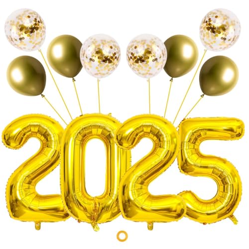 Jxuzh Luftballon Deko Silvesterparty Ballon 2025 Deko Happy New Year Neujahr Silvester Ballon 2025 Gold Silvester Deko Set 2025 Xxl Neujahr Party Silvesterdeko Folienballon 2025 Gold luftballon von Jxuzh