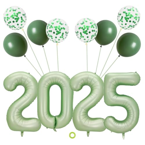 Jxuzh Luftballon Deko Silvesterparty olivgrün Ballon 2025 Deko Happy New Year Stern Folienballons olivgrün Neujahr Silvester Ballon 2025 Silvester Deko 2025 Neujahr Party Silvesterdeko 2025 olivgrün von Jxuzh