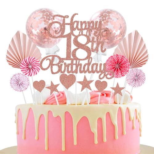 Jxuzh Tortendeko 18 Geburtstag Junge Mädchen 18.kuchendeko Geburtstag Happy 18th Birthday Tortendeko Happy Birthday 18 Glitter Cake Topper18 Jahre Geburtstag Kuchen Deko 18 Geburtstag Mädchen Rosegold von Jxuzh