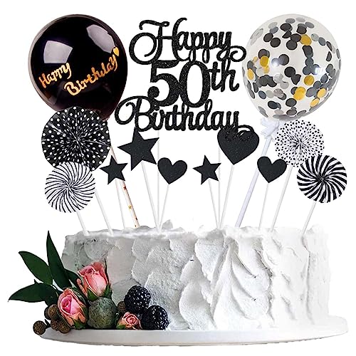 Jxuzh Tortendeko 50 Geburtstag Schwarz Kuchen Topper Cake Topper 50 Kuchendeko Geburtstag Happy 50 Birthday Kuchen Deko 50 Geburtstag Männer Tortendeko 50 Geburtstag Frau 50. Geburtstag Kuchen Deko von Jxuzh