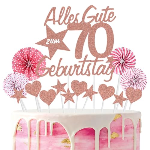 Jxuzh Tortendeko 70 Geburtstag Rosegold Kuchen Tortendeko 70 Geburtstag Frau 70. Geburtstag Kuchen DekoTopper Cake Topper 70 Kuchendeko Geburtstag Happy 70 Birthday Kuchen Deko 70 Geburtstag Männer von Jxuzh