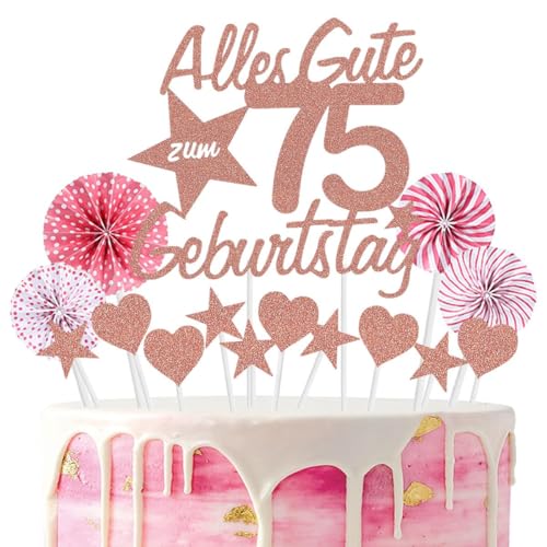 Jxuzh Tortendeko 75 Geburtstag Rosegold Kuchen Tortendeko 75 Geburtstag Frau 75. Geburtstag Kuchen DekoTopper Cake Topper 75 Kuchendeko Geburtstag Happy 75 Birthday Kuchen Deko 75 Geburtstag Männer von Jxuzh