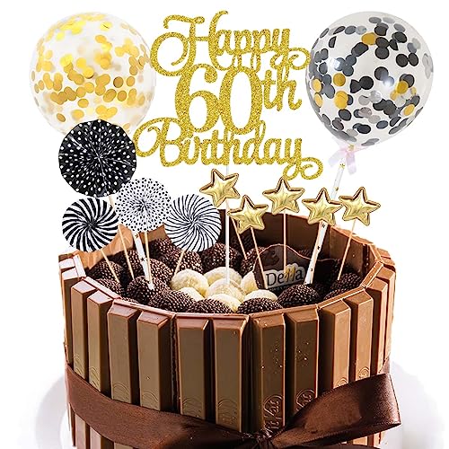 Tortendeko 60 Geburtstag Schwarz Gold Kuchen Topper Cake Topper 60 Kuchendeko Geburtstag Happy 60 Birthday Kuchen Deko 60 Geburtstag Männer Tortendeko 60 Geburtstag Frau 60. Geburtstag Kuchen Deko von Jxuzh