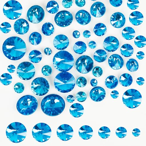 Runde Glasstrasssteine mit Aquamarin-Punkt-Rückseite, Kristallsteine, Satelliten-facettierte Strasssteine, 7 Größen, Schmuckverzierungen mit versilberter Rückseite zum Basteln, Schmuckherstellung, von Jyukan