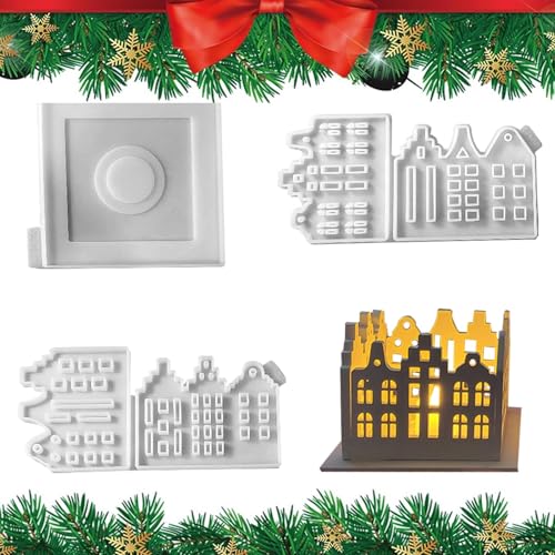 Set mit 3 Weihnachtskerzenformen, Silikon, Hausformen für Kerzenherstellung, Mehrzweck-Epoxid-Gussformen für Handwerk, Handwerk und festliche Dekorationen von Jyxuyy