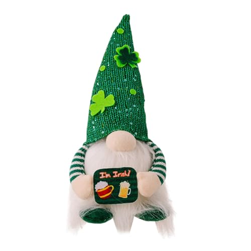 St. Patricks Day e Plüsch, irischer ,Kleeblatt-Paillettenhut, gesichtslose Puppe mit LED-Lichtern - Skandinavische Tomte handgefertigte St. Patricks Day-Dekorationen für den Tisch zu Hause, Feiertage von Jyxuyy