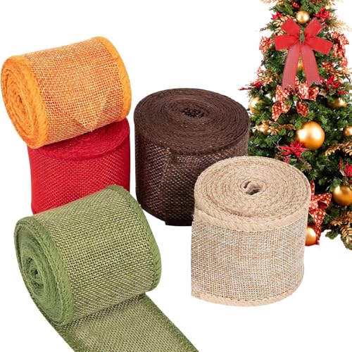 Weihnachts-Glitzerband | Jute-Drahtbänder | Stoff-Wickelschleifen | Bandgirlande Dekoration | Weihnachtsverpackungszubehör | Stoff-Bastelmaterialien für Stoffbastelmaterial von Jyxuyy