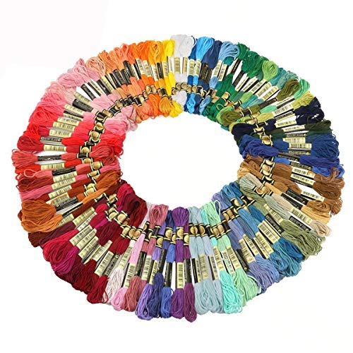 Jzhen Stickgarn Set, 100 Farben Nähgarne Stickerei Stickgarn Set, 8m 6-Fädig Bunt Multicolor für Kreuzstich Basteln, Stickerei Basteln Crafts Set für Bracelets von Jzhen