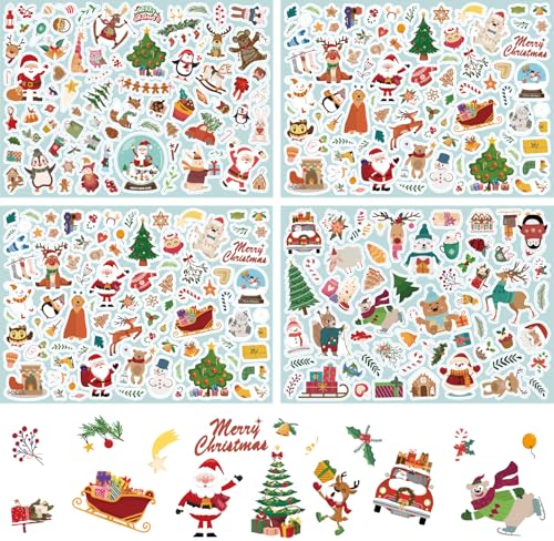 Weihnachtssticker Set, 284 Weihnachten Aufkleber Selbstklebend für Karte Machen, Stickers Weihnachten für Scrapbooking Tagebuch Fotoalben Geschenke Briefe, Weihnachtsaufkleber Weihnachtsdekoration von K Jaimrian