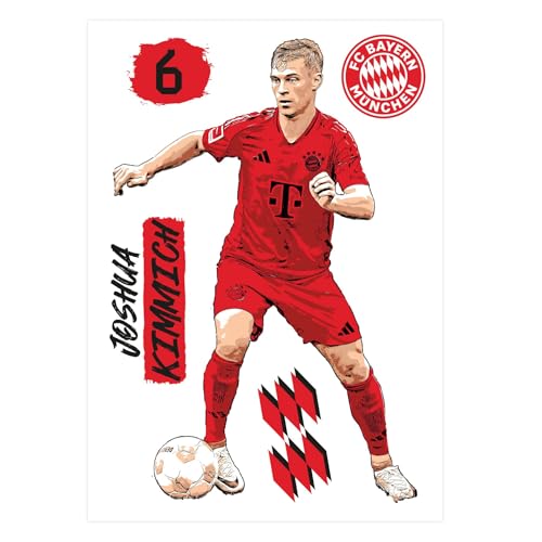 K&L Wall Art FC Bayern München Wandsticker FCB Fußballspieler Logo Fußball Mittelfeld Wandtattoo - Offizielles Lizenzprodukt (Comic, Joshua Kimmich) 68x100 cm von K&L Wall Art