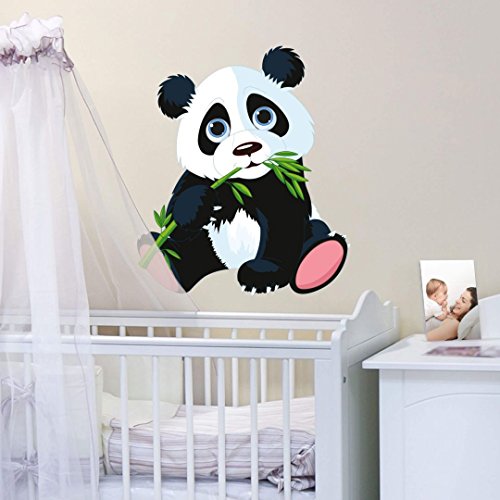 Kinderzimmer Wandtattoo Panda Klebebilder für die Wand Deko Panda Bär Aufkleber Naschender Pandabär (50x57cm) von K&L Wall Art