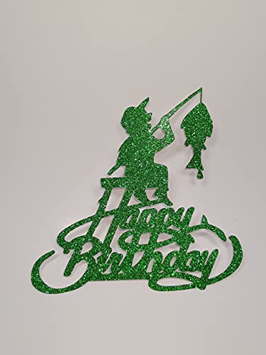 Fishing, Angler, Fisch Cake Topper Geburtstag Torten Stecker Kuchen Deko Rosa Gold Silber von K&R GbR