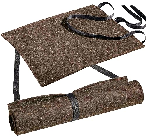 Sitzkissen Ansitzkissen Jagd Outdoor Trekking Camping aus Nadelfilz mit Trageriemen, 40 x 50 cm, Braun (Nadelfilz aus Schafschurwolle Braun) von K&S Outdoors