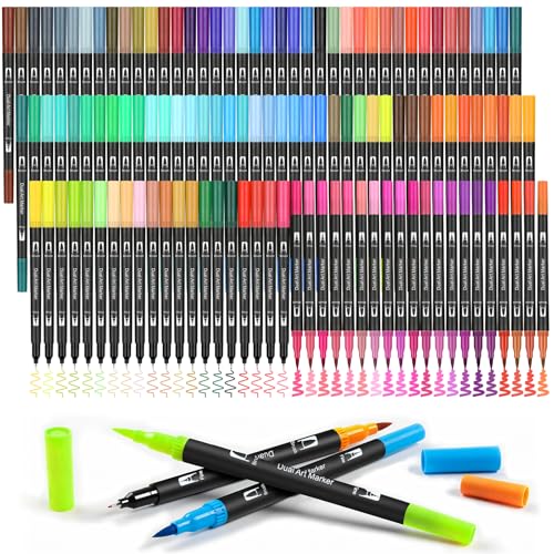 120 farbige Dual-Pinsel-Marker, Marker-Set, feine Künstler-Marker und Pinselspitzen-Marker für Kinder und Erwachsene, Malbücher, Notizen, Malen, Schreiben, Zeichnen, Kunstbedarf-Set von K.CINE