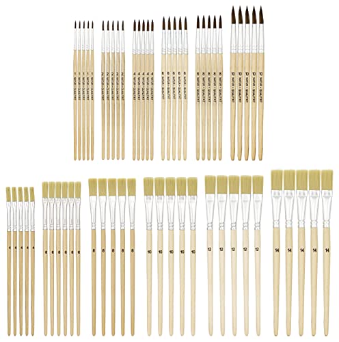 K3T 49411 Pinsel-Set 12tlg (Borstenpinsel Gr??e 4, 6, 8, 10, 12 und 14 - Haarpinsel Gr??e 1, 2, 4, 6, 8 und 10), Natur, 12 Verschiedene Pinsel (5) von K3T