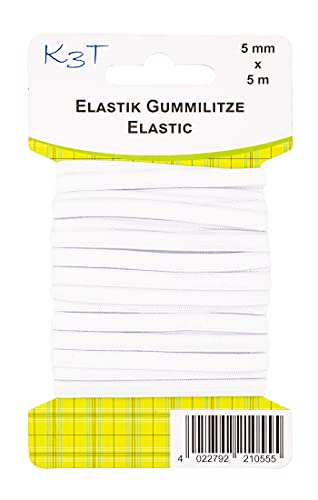 K3T Elastik Gummilitze 5 mm x 5 m, Farbe weiß, Art.-Nr. 81055 von K3T