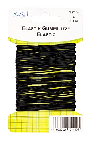 K3T Elastik-Gummilitze rund 1mm x 10m, Farbe schwarz, Art.Nr. 81119-K3T von K3T