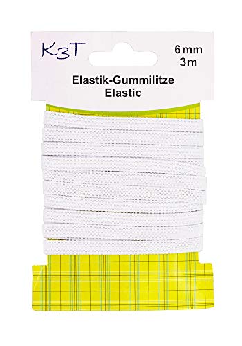 K3T Elastik-Gummilitze, 6mm x 3m, Farbe weiß, Art.Nr. 81083-K3T von K3T