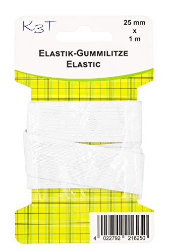 K3T Elastik Gummilitze 25 mm x 1 m, weiß von K3T