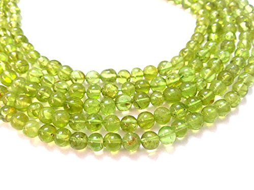 Natürliche Peridot-Perlen, einfarbig, rund, glatt, 5–6 mm, 33 cm, grüne Perlen, Edelsteinperlen, Halbedelstein-Perlen von KABIR GEMS