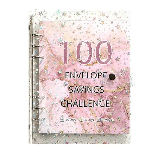 KACPLY 100 Briefumschläge Challenge Binder Sparbinder zum Sparen 5050 mit Geldumschlägen für Budgetplanung Rosa von KACPLY