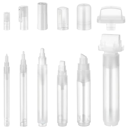 KACPLY 6-teiliges Graffiti-Marker-Set, transparent, nachfüllbar, 11/13,5/17/18,5/24/46,5 mm, leeres Marker-Set von KACPLY