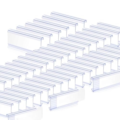 KACPLY Etikettenhalter aus Draht, 200-teiliges Set, Kunststoff-Etiketten-Regal-Clips mit 200 weißen Kartensets (7,5 x 3,8 cm) von KACPLY