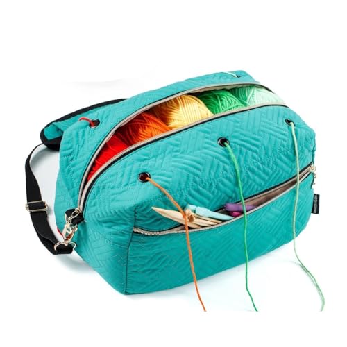 KACPLY Häkeltasche, Organizer, Stricktasche, Garnaufbewahrung, Organizer – Garntasche zum Häkeln – Garnhalter zum Häkeln, Blau von KACPLY