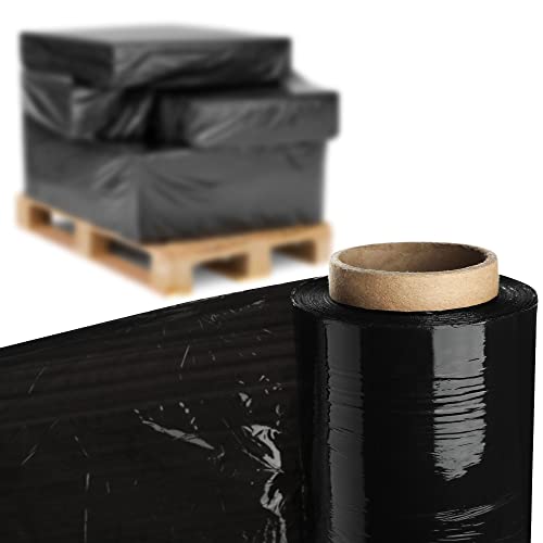 KADAX schwarze Stretchfolie, 300x50cm Plastikfolie, 3kg Umzugsfolie, Palettenfolie für Möbel, Lager, Transport, widerstandsfähige Wickelfolie, Verpackungsfolie von KADAX