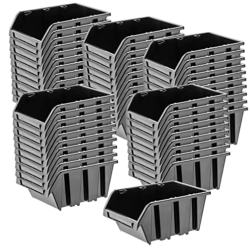 KADAX Werkstatt-Stapelkiste, Stapelbox aus PP Kunststoff, Sichtlagerbox in verschiedenen Größen, Lagerboxen für Werkzeugswand, Sichtlagerkasten, Sortierbox (Schwarz 50 Stück, 490x298mm) von KADAX