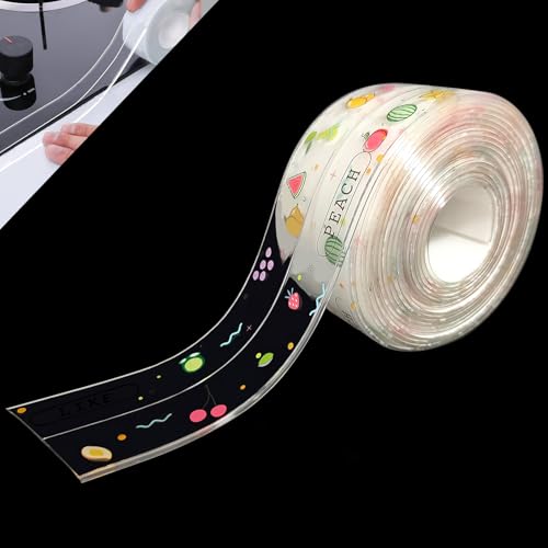 KADIO 1 Rolle Küchenleiste Arbeitsplatte Klebeband Pvc Tape Dichtungsband Selbstklebend Wasserdicht Fugendichtungsband für Küche,Badezimmer, Toilette, Wandecke (Transparent 2, 38 mm x 3,2 m) von KADIO