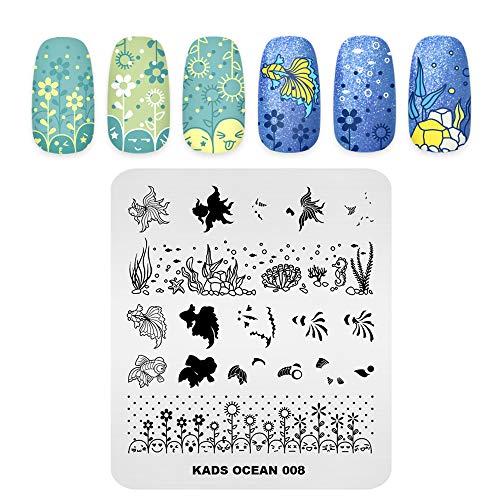 KADS Stamping Plates for Nail Art Ocean Golden Fish Schablone Image Plate Stencil Nails Tool (OC008) von KADS