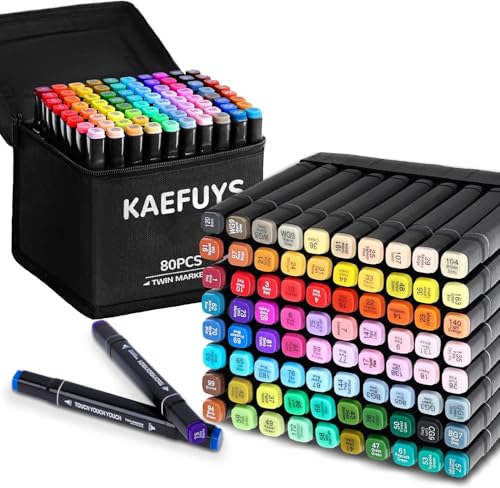 KAEFUYS Marker Set 80 Farben Hoher Farbechtheit Farbige Marker Stifte Set Schnell Trocknend Art Markers mit Twin Tip Alkohol Marker zum Malen Schreiben Einfärben Markierung Skizzieren von KAEFUYS