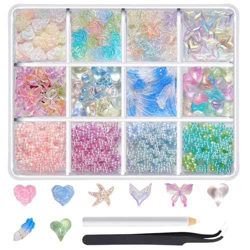 1 Box 3D-Nägel, Charm, Strass, Nägel, Kunstzubehör, Harz, Nageldekoration, für Nagel-Enthusiasten von KAHDGSS