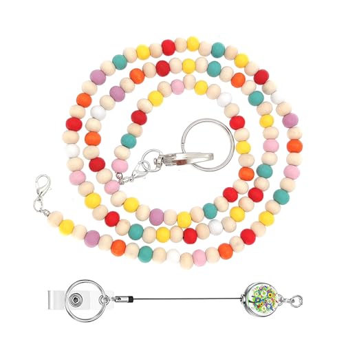 Bunte Holzperlen Lanyard Halskette Für Schlüssel Und Abzeichen Retractable Lanyard Holz Perlen Lanyard Für Tasten Brille von KAHDGSS